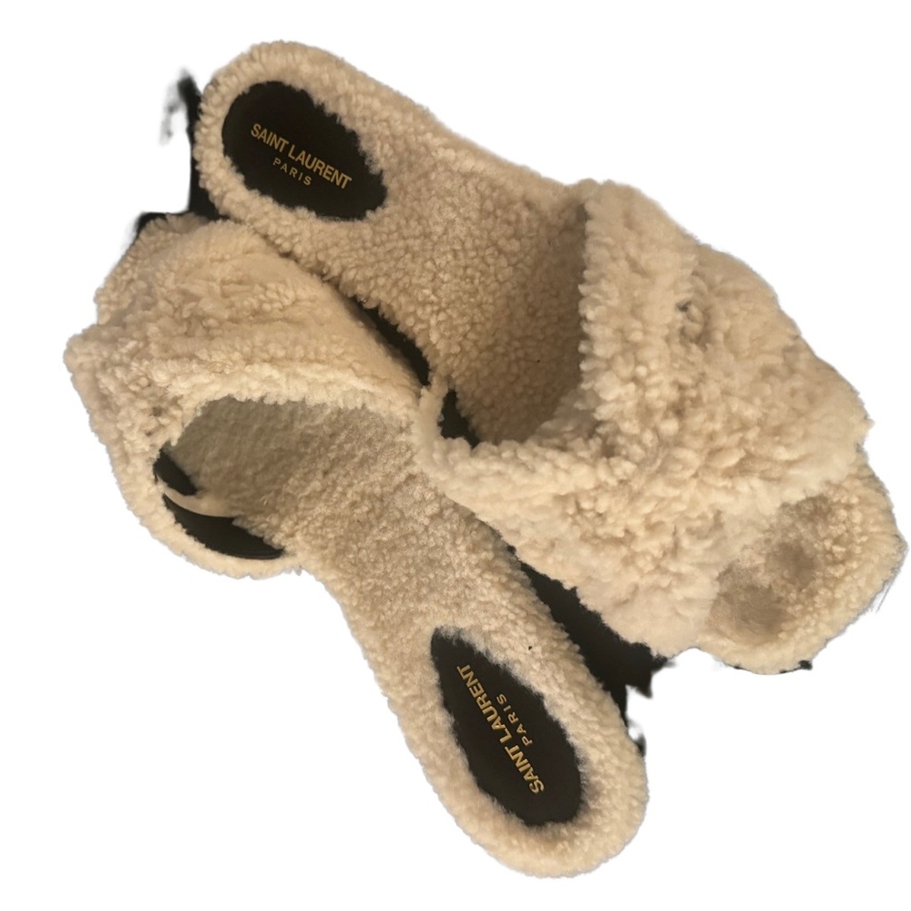 YSL Like New Tribute Shearling Flat Sandal - Picture 7 of 11